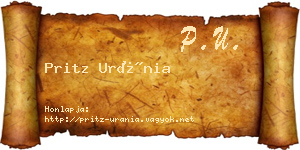 Pritz Uránia névjegykártya